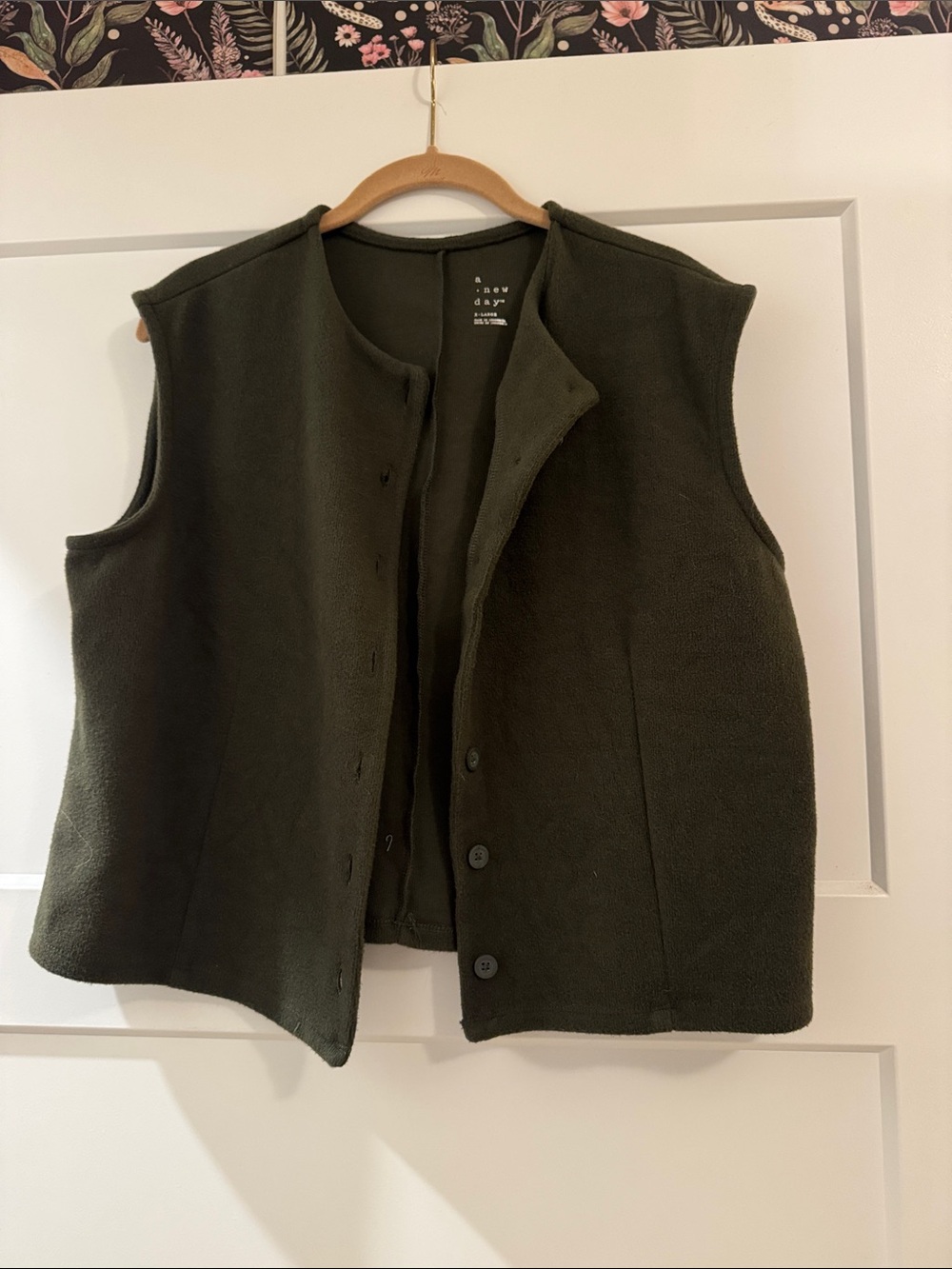 a new day Olive Green Fleece Button-Front Vest